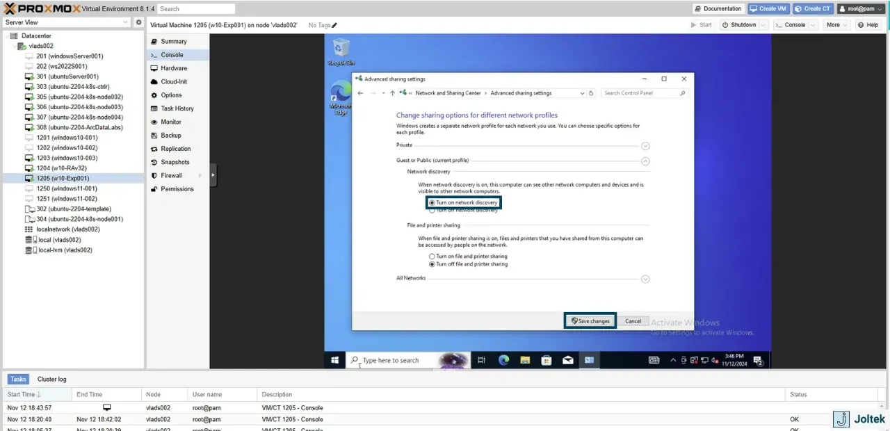 Installing a windows vm on a