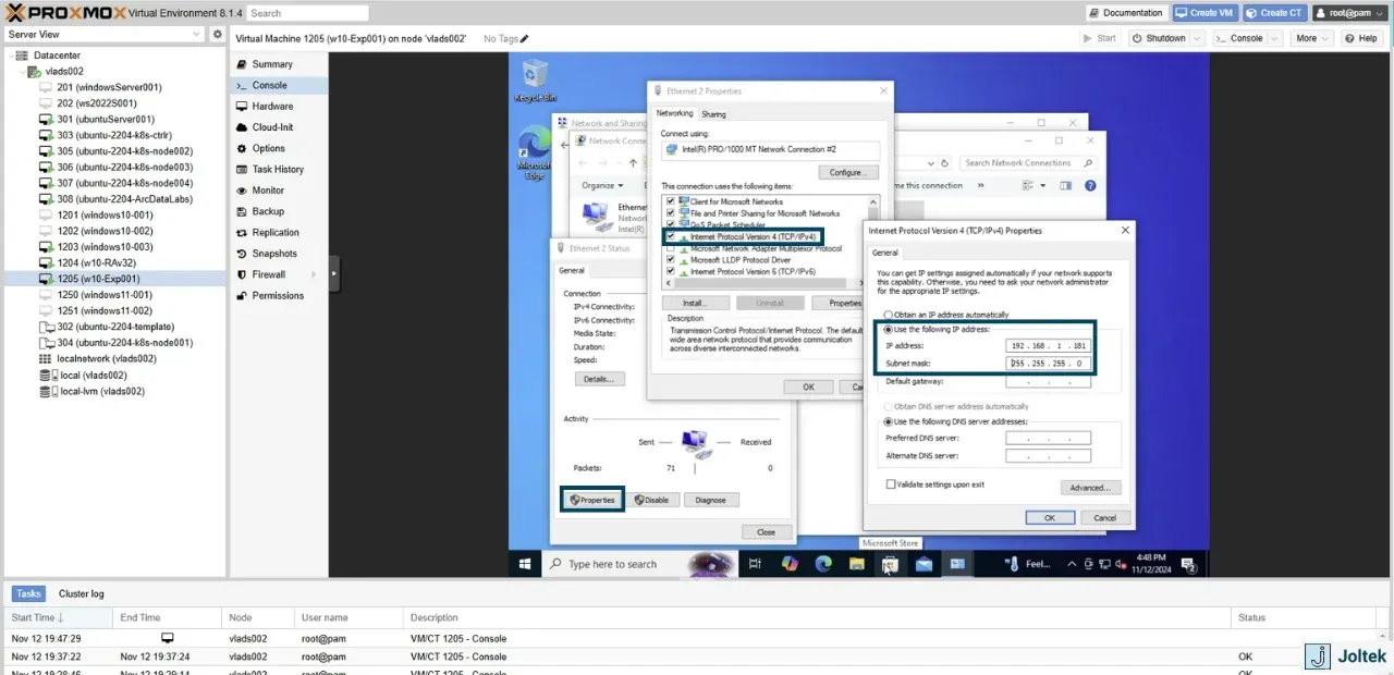 Installing a windows vm on a