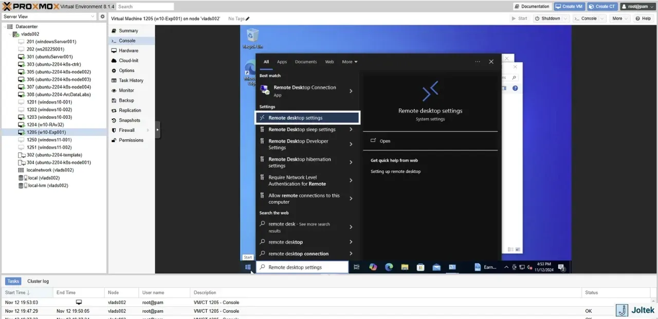 Installing a windows vm on a