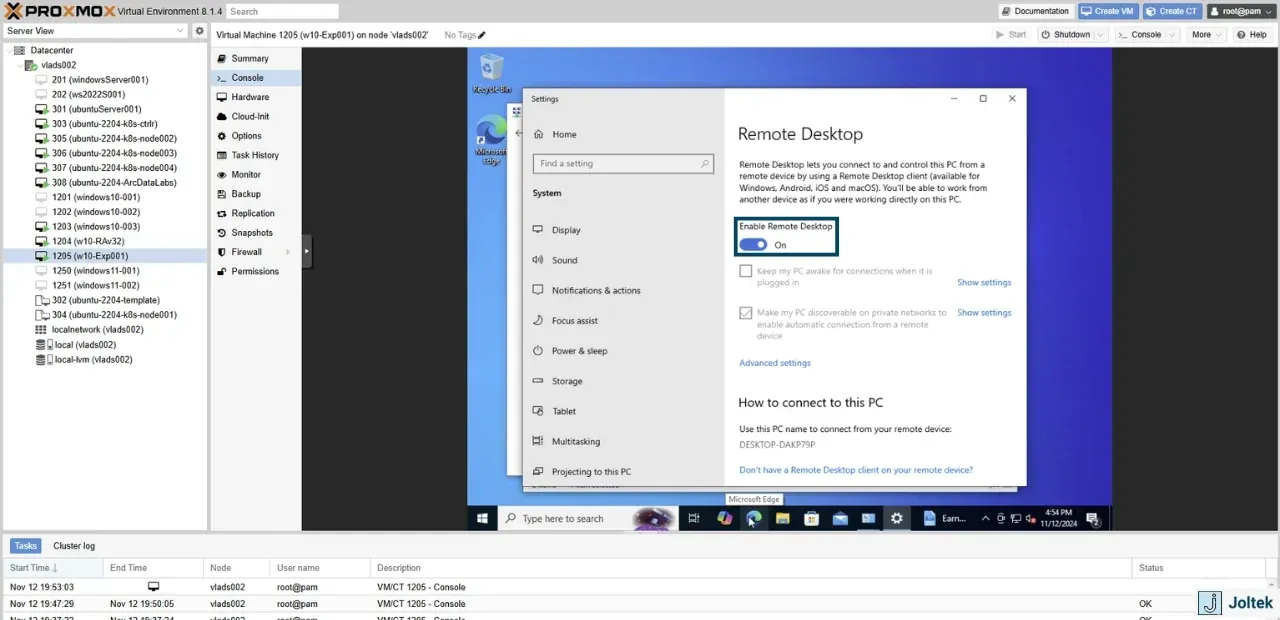 Installing a windows vm on a