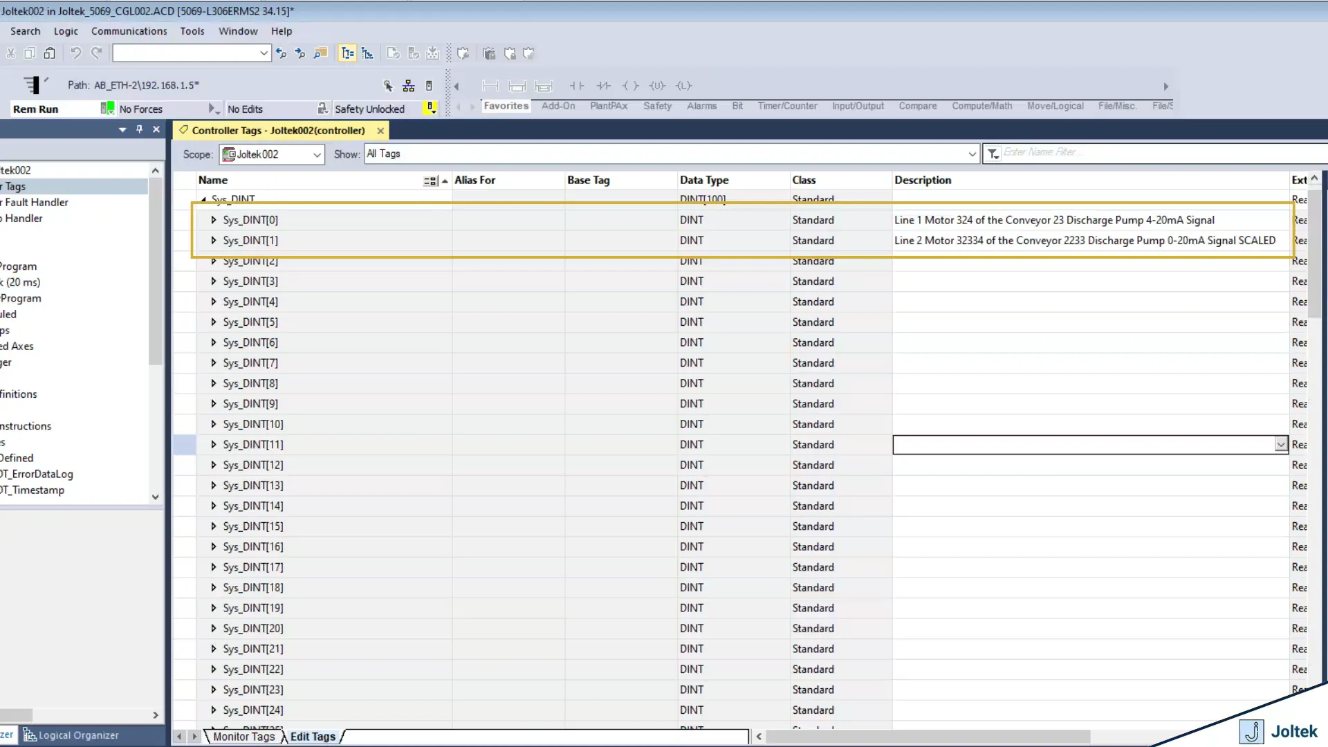 Adding human readable descriptions to plc tags in studio