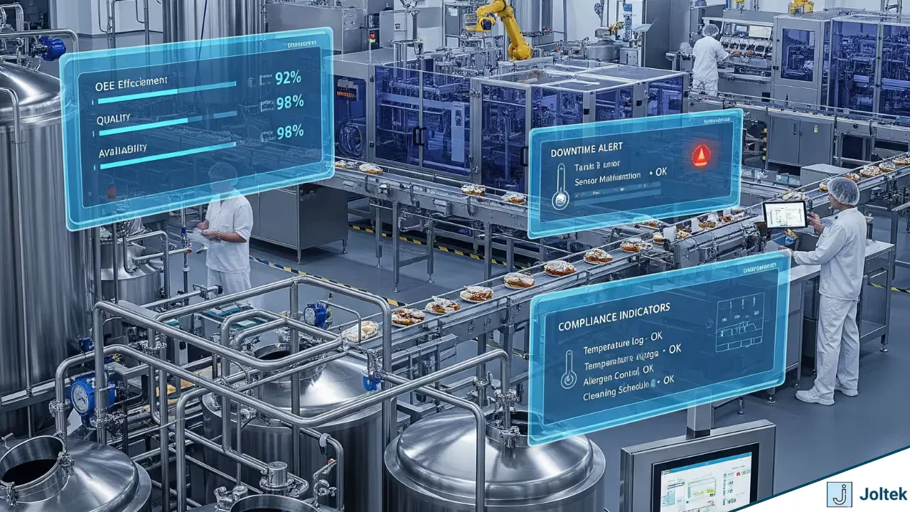 Food and beverage factory with digital dashboards