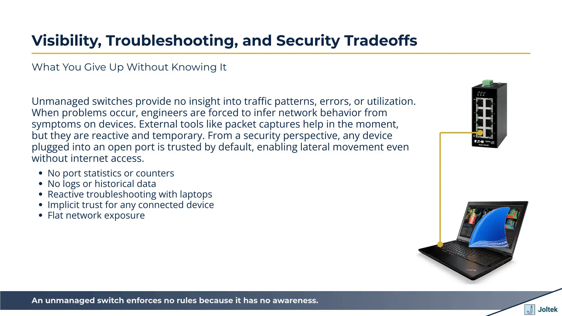 Visibility troubleshooting and security tradeoffs