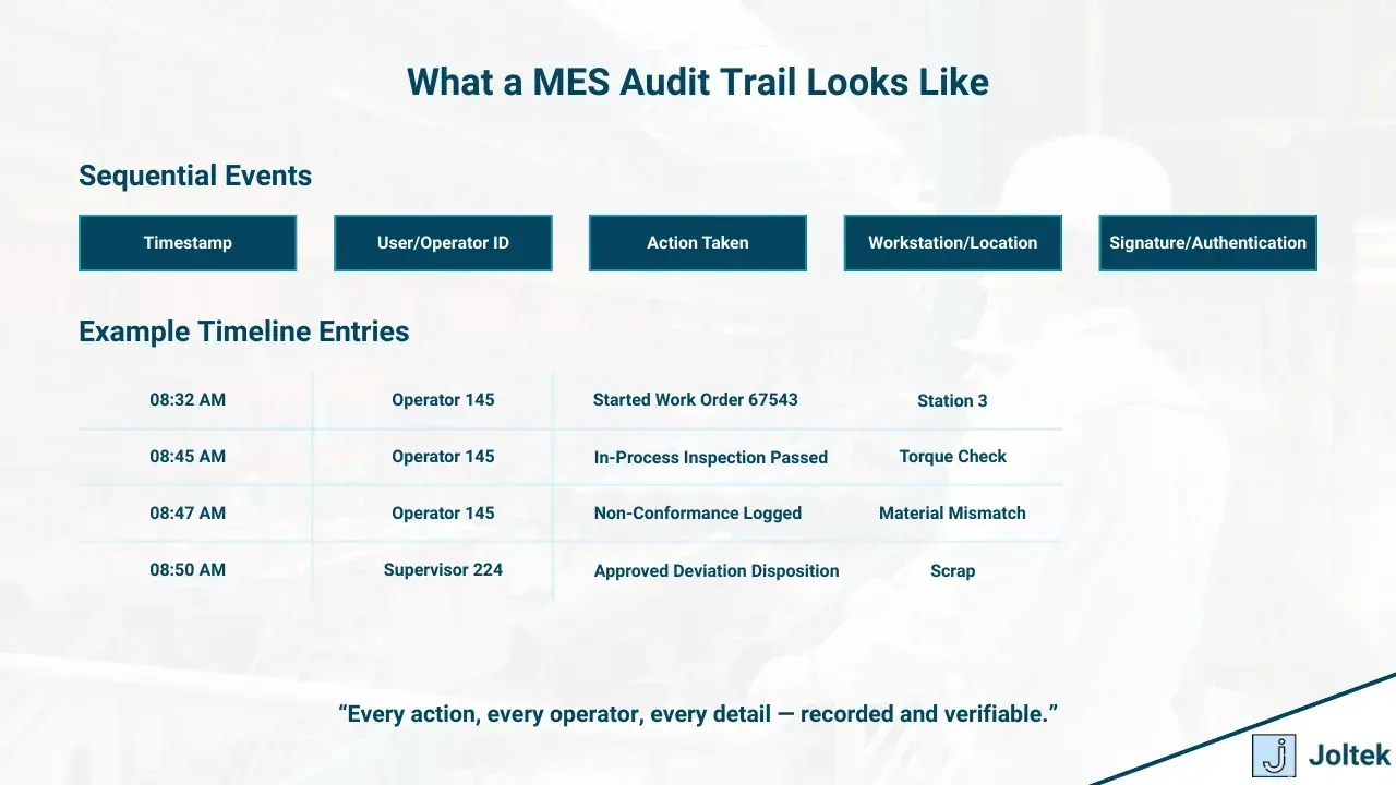 What a mes audit trail looks like