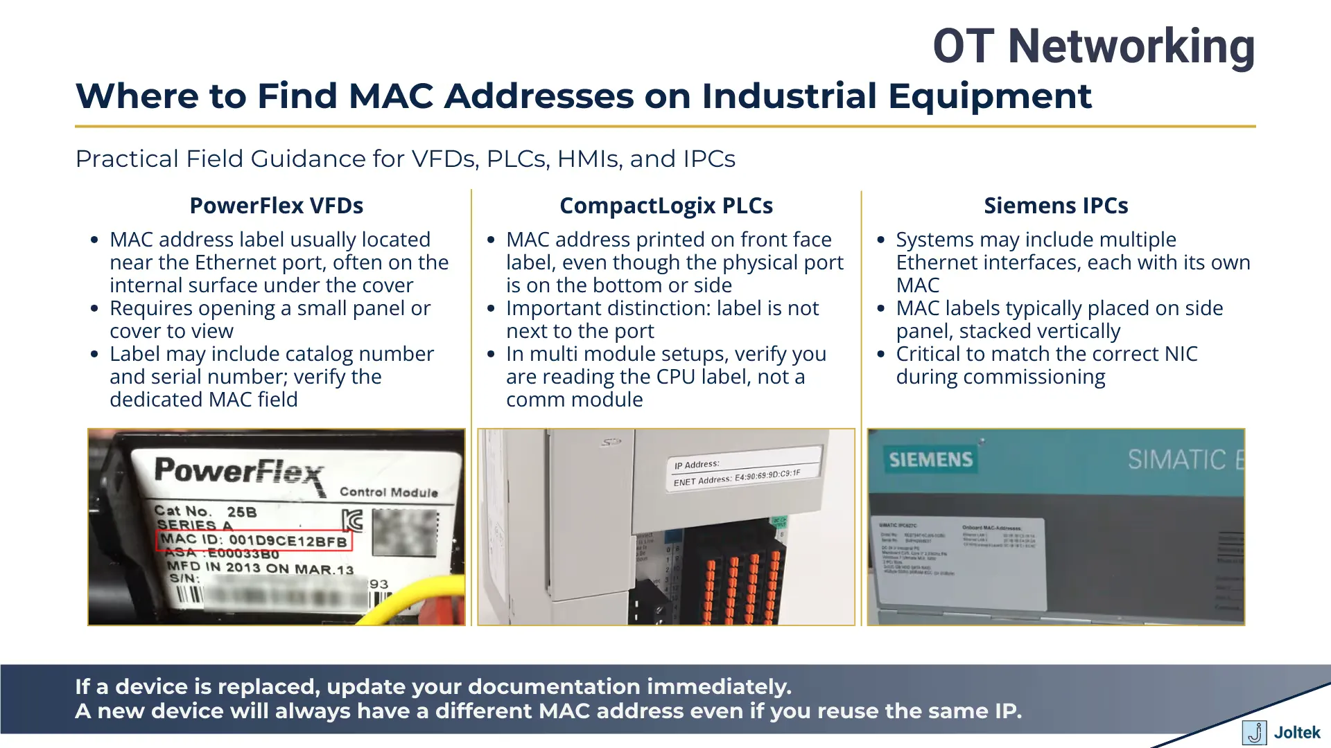 Where to find mac addresses on industrial equipment